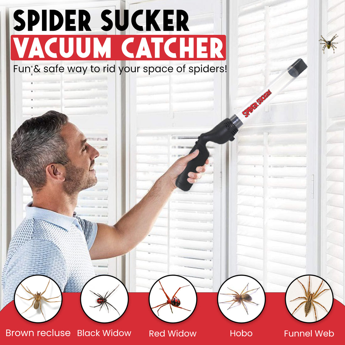 Super Powered Spider Sucker Bug Vacuum, with USB C Rechargble Battery